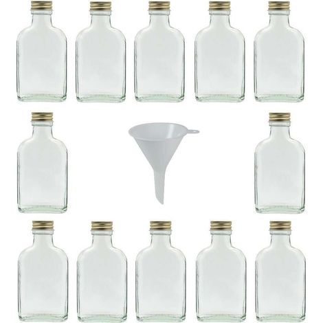 Viva Haushaltswaren - Set di 12 bottiglie in vetro, 100 ml da liquore, a imbuto (1/3)