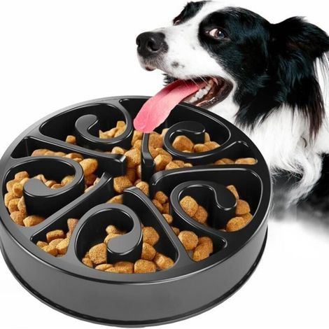 Fressnapf für Hunde mit rutschfestem Boden fördert gesundes Fressen und langsame Verdauung, Schwarz (1/5)