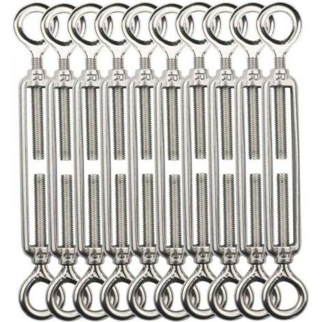 Tendeur de câble M8, Tendeur de câble en acier inoxydable 304 pour corde à linge, cintre, câble de corps -10 pcs. (1/4)