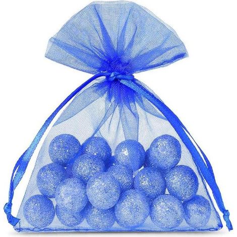 Lot de 50 sachets en organza - 7 x 9 cm - Bleus - Pour cadeaux, bonbons, parfum - Emballage mariage (1/5)