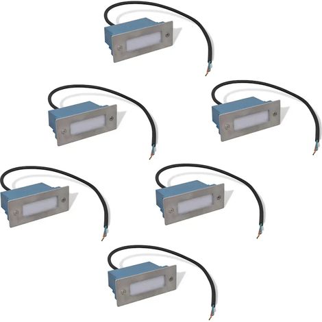 Juego de 6 focos LED empotrables para escaleras 44 x 111 x 56 mm atractiva iluminación exterior en acero inoxidable gris 020046358 (1/4)