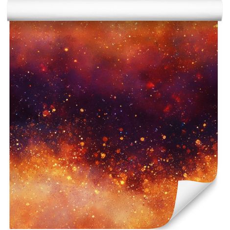 Papel pintado Galaxia en acuarela, color burdeos y melocotón, 50x1000 cm. (1/5)