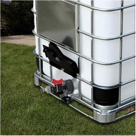 Réservoir d'eau IBC S60x6 1000 l, seau, connecteur de robinet d'arrosage (robinet uniquement).