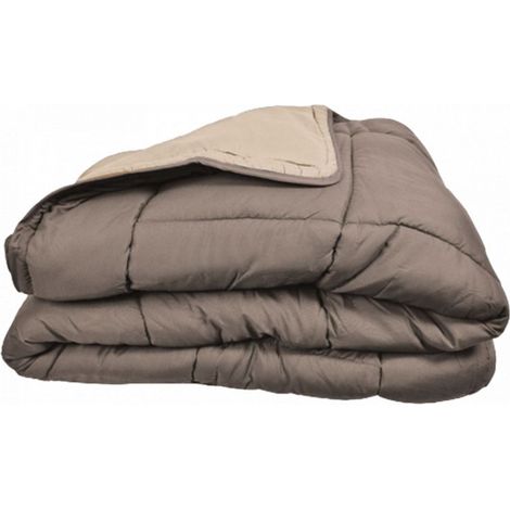 Couette chaude Bicolore Gamme Microfibre "Cocoon Non feu - Norme NF EN ISO 12952" toutes dimensions Toison d'or - Cocoon Taupe Lin - 220 x 240 cm pour lit 2 places - Cocoon Taupe Lin -