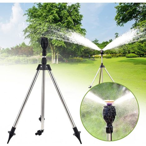 Automatic oscillating sprinkler on a telescopic tripod – 360° rotation – Adjustable range and intensity – Water savings up to 30% – Biemmedue (1/4)