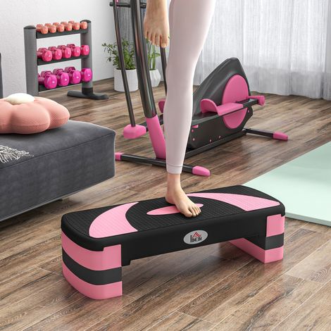 Aerobic-Stepper regolabile, superficie antiscivolo e ammortizzante, plastica nera (1/5)