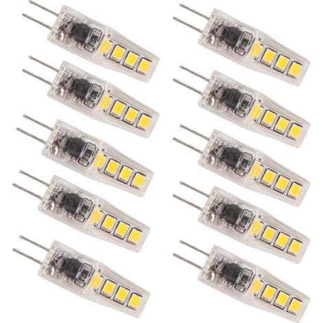 Lotto di 10 chip LED G4 – alogeni da 20W / LED da 2W – perline SMD 2835 – 8 anelli – luce calda