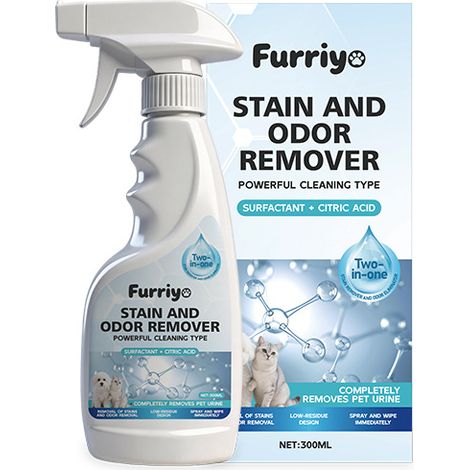 FURRIYO Flecken- und Geruchsentferner für Haustiere: Ein Sprühstoß löst Urinflecken auf, entfernt schonend Gerüche und Flecken, ohne die Kleidung zu beschädigen. (1/5)