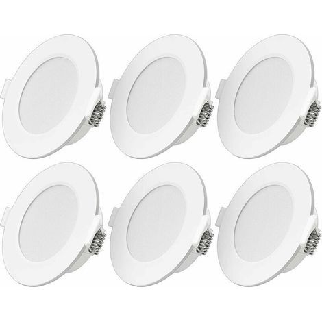 Spot encastrable salle de bain 6W – Blanc chaud 3000K – IP44 résistant aux éclaboussures – Lot de 6 – Profondeur 26mm (1/4)