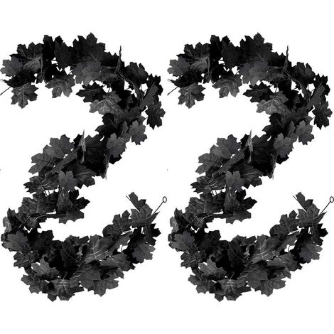Lot de 2 guirlandes de Feuilles d'érable artificielles, Couronne de Feuilles d'érable d'automne de 180 cm,décoration d'automne,Décoration d'intérieur pour Halloween, Thanksgiving, Mariage (1/5)