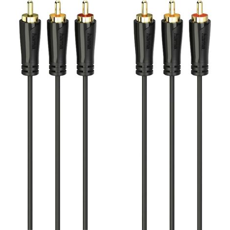 Hama RCA AV Cavo [3x Spina RCA - 3x Spina RCA] 1.5 m Nero