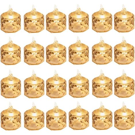 24 Bougies Chauffe-Plat à LED Sans Fumée Piles pour la Saint-Valentin, les Mariages, Tables Manger (3,6 X 5 cm) (1/4)