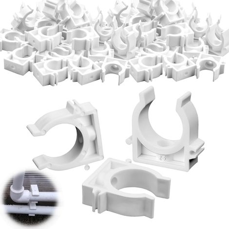 Lot de 100 colliers de serrage - 25 mm - En plastique blanc - Colliers de serrage pour tuyau - Pour tube à barre vide (1/5)