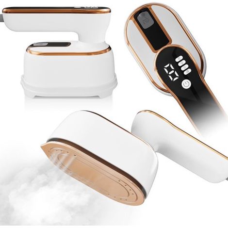 Mini fer à repasser vapeur de voyage portable et pliable avec écran LCD et réservoir d'eau de 100 ml couleur blanche (1/5)
