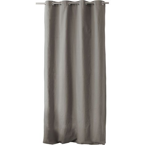 Rideau à oeillets 135 X 240 cm LOLA 100% coton coloris GRIS