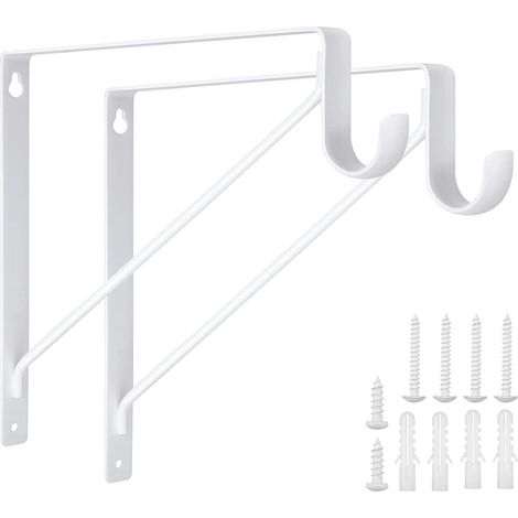 2 juegos de soportes de pared, capacidad de carga de 150 kg, ganchos para estantes, marco flotante de 90 grados, soporte de trípode, blanco (1/5)