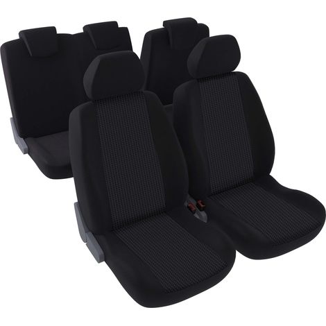 Jeu complet de housses de sièges - Universelles - Voiture/Auto - Lavable - Avant / Arrière 2/3-1/3 - Tissu noir