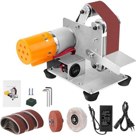 Mini ponceuse à bande, ponceuse électrique, avec 30 bandes abrasives de 30 x 330 mm, 7 niveaux réglables, grain 120/320/600/800/1000, multifonction 3 en 1 (1/5)