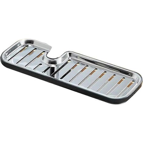 Porte-éponge en acier inoxydable pour robinet de cuisine (version longue), organisateurs de robinet d'évier, porte-savon (1/5)