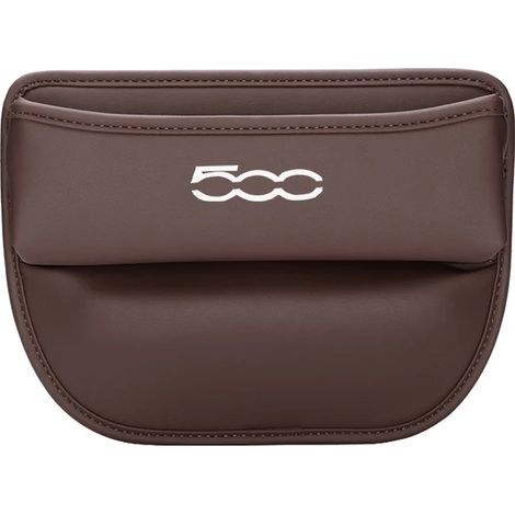 (1 pièce - marron - 500) Organisateur d'espace pour siège auto, sac latéral avec trou pour câble de chargement, boîte de rangement universelle pour siège auto Fiat 500