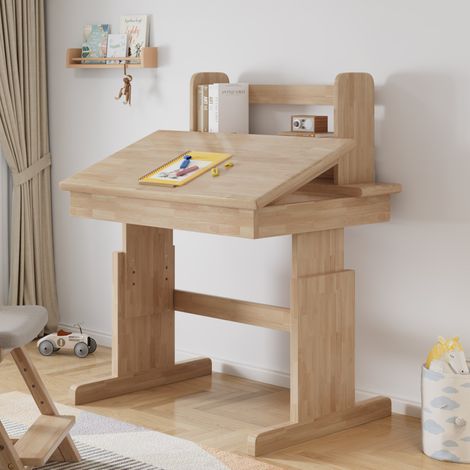 MEUBLIV escritorio infantil regulable en altura de madera natural con tablero inclinable (1/5)