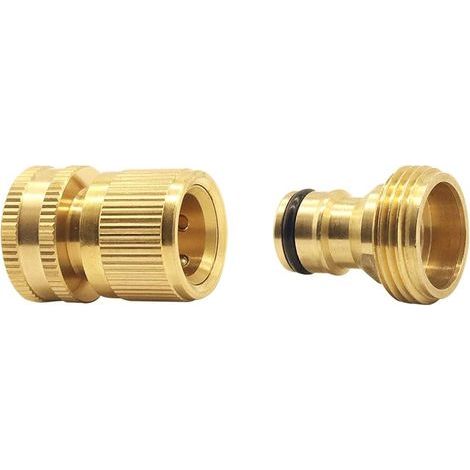 Connecteur Rapide pour Tuyau d'arrosage avec vanne d'arrêt, raccords à Connexion Rapide 3/4" avec vanne à Bille, adaptateurs à Connexion Facile et à dégagement Rapid (1/4)