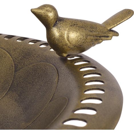 Costway Mangeoire à oiseaux de jardin sur pied Bain d’oiseau Mangeoire sur poteau en PP Dia. 51 cm Haut 72 cm Bronze
