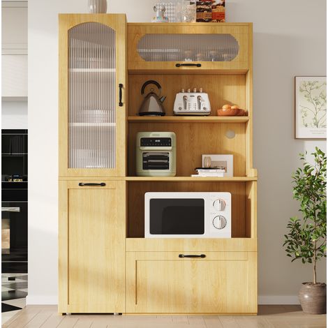 Highboard mit Schublade und Riffelglas 98x40x177 MDF OKMYHOME (1/5)