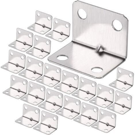 100Pcs Equerre de Coin en Acier Inox, Équerre 90 Degrés Robuste, Équerre à Angle Droit, Petit Equerre de Fixation pour Bois, Support Angle Droit Brace pour Fixation Clôture Table Étagère (1/5)