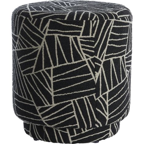 Light & Living Puff Davonte en diseño blanco y negro – Ø40x44 cm (1/3)