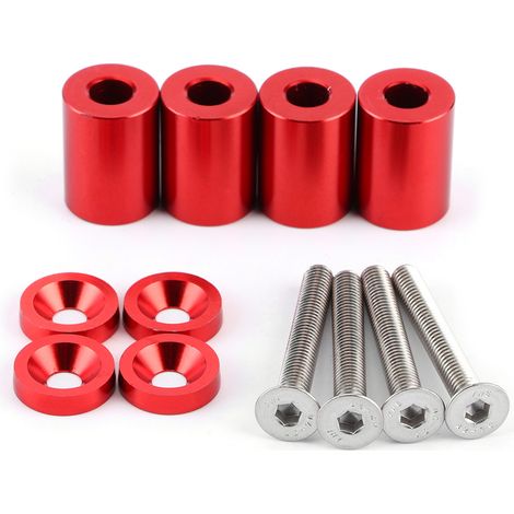 Kit Vis De Surélévation Capot En Alliage D Aluminium Pour Voiture De Course Espace Moteur Amélioration Flux Air Rouge 1 Ensemble (1/5)