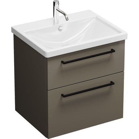 burgbad Eqio lavabo en céramique avec meuble sous-lavabo, largeur