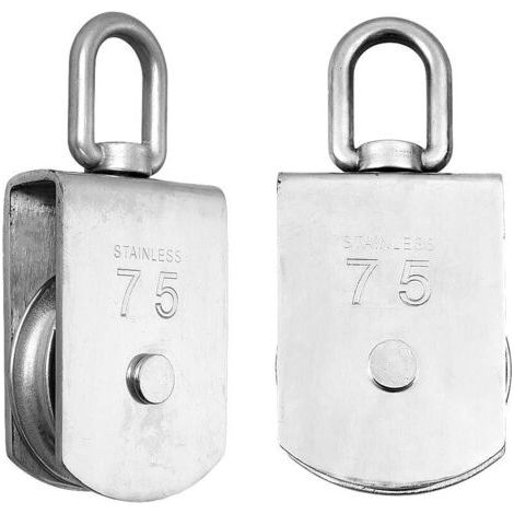 royaluxe -Lot de 2 poulies de levage m75 chargeant 750 kg, bloc de poulie de corde de levage pivotant en acier inoxydable 304 robuste (1/5)