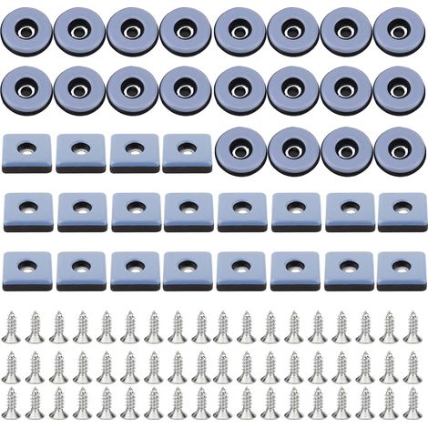 40 Pcs Patins pour Meubles Téflon 25mm, Patin Chaise Rond et Carré avec Vis,Patin Glisseur pour Meuble Lourd,Tampon Chaise avec Vis,pour Chaise,Bureau,Carrelage,Sol en Bois (Bleu) (1/5)