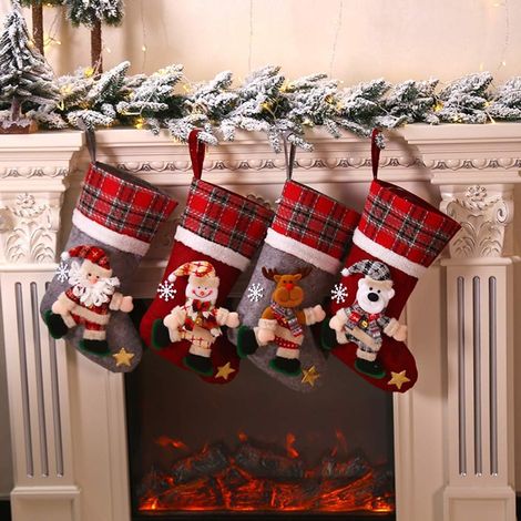 MINKUROW Pezzi Per Calza Di Natale, 40x24 Cm Calza Di Natale, Sacchetto Regalo Di Natale, Orso, Alce, Pupazzo Di Neve, Ornamento Di Babbo Natale, Sacchetto Di Caramelle, Calza Decorazione Di Natale, O (1/5)