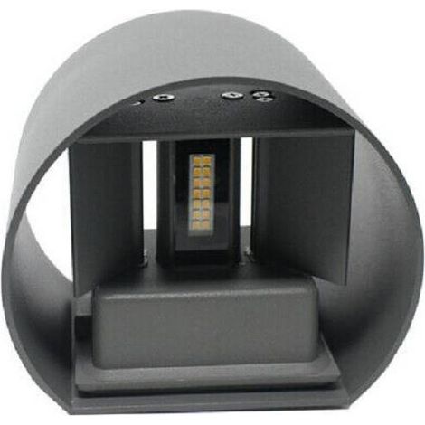 Trade Shop - Wandleuchte Grau Wand 28 LED 12 Watt IP55 Kalt Warm Licht Up & Down ES44 - (1/2)