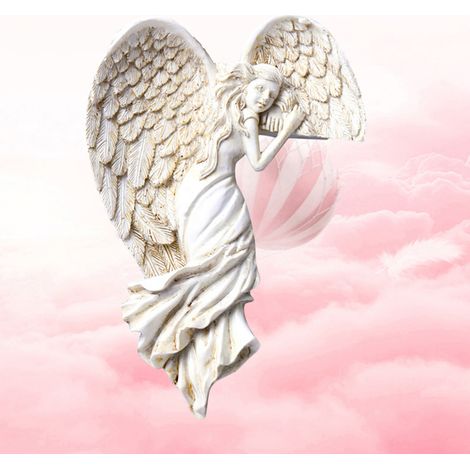 Sculpture d'ailes d'ange pour cadre de porte, laissée dans un coin, en résine, décoration murale pour la maison, fête, hommage commémoratif, souvenir, funérailles (1/5)