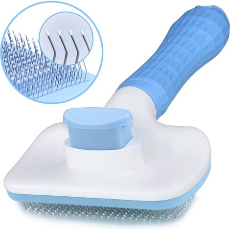 1 Brosse autonettoyante pour chien et chat, tête 95mm, élimine sous-poil et nœuds, poignée antidérapante, toilettage animaux (1/5)