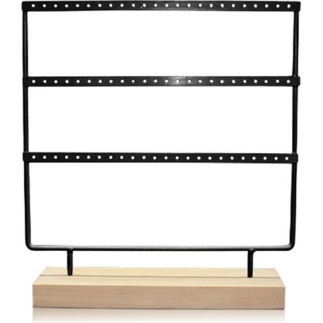 Présentoir à bijoux 3 niveaux élégant, compact, grande capacité en fer noir, porte-boucles d'oreilles décoratif et pratique pour rangement et exposition. (1/5)
