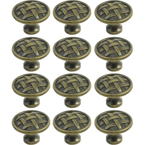 Ensemble de 12 poignées de porte en alliage de zinc – Couleur laiton – 33 x 24 mm – Convient aux armoires et tiroirs – Installation facile