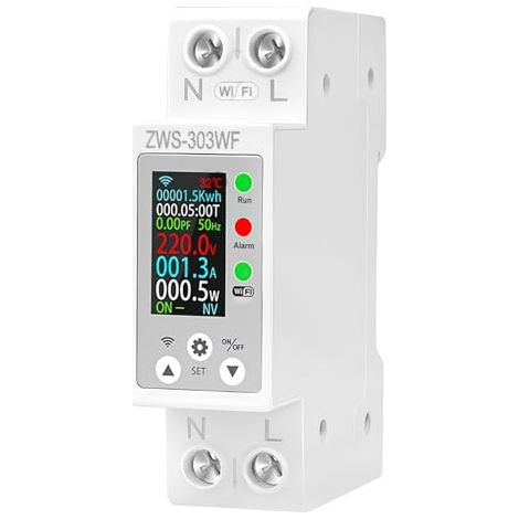 Medidor eléctrico inteligente WiFi TUYA 63A, medidor de energía monofásico AC80-300V con protección contra sobrecorriente y fugas por sobrecarga ZWS-303WF