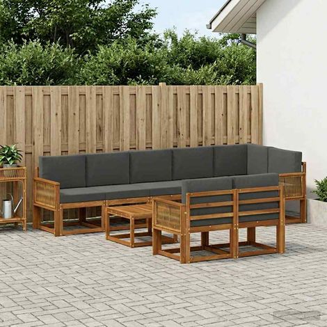 vidaXL Outdoor-Sofagarnitur 9 Stk. Natur und Anthrazit Polyester (1/5)