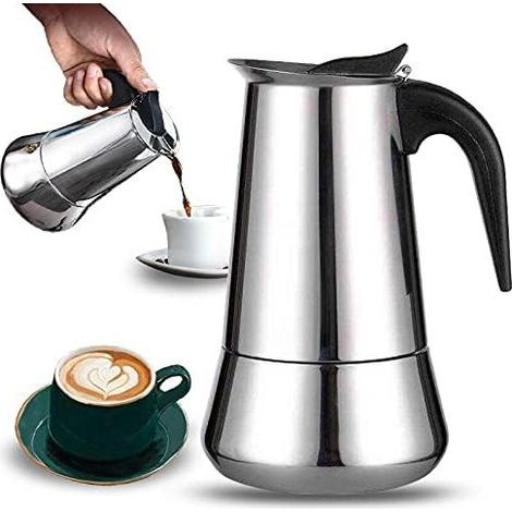 Cafetière italienne 12 tasses en acier inoxydable – Compatible tous feux – Design élégant et ergonomique – Café intense et doux (1/5)