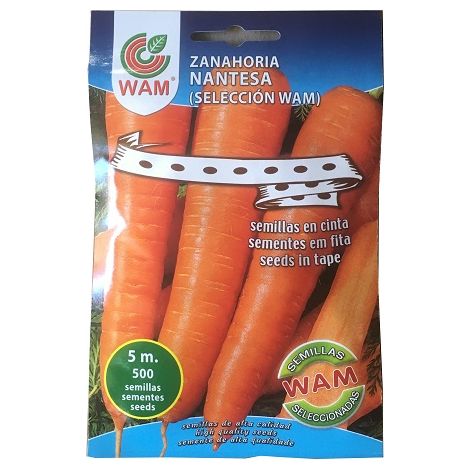 Semillas de ZANAHORIA NANTESA en CINTA WAM - 5 m (500 semillas)
