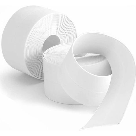 Plinthe flexible - 32 mm 3,8 m, bande d'étanchéité auto-adhésive, bande pliante flexible, bande d'étanchéité des coutures, (blanc) (1/5)