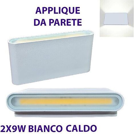 APPLIQUE PARETE DOPPIO FASCIO LED COB 9W FARETTO ESTERNO BIANCO CALDO 3000K