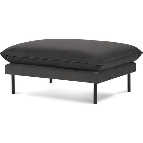 Pouf en velours gris foncé (1/4)