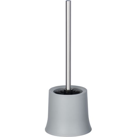 WENKO Brosse WC Basic gris - Brosse WC noire, Excellent Rapport Qualité/Prix, Polypropylène, 14x38x14 cm, Gris (1/5)