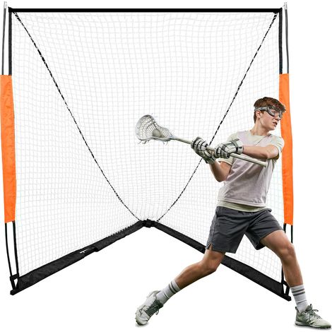 VEVOR But de Crosse Portable 1,8x2,1x1,8 m Cage de Lacrosse avec Filet et Sac de Transport Pratique Configuration Facile Materiels d’Entrainement dans l’Arriere-Cour Jardin Parc Exterieur pour Jeunes