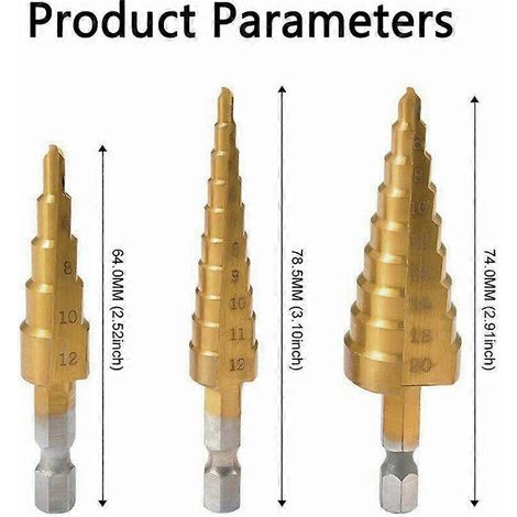 Foret conique HSS 4-32 mm pour perçage en spirale, outil de travail du bois, mandrin triangulaire pour perçage du métal, foret étagé, outils électriques